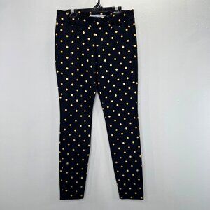 Old Navy Pixie Pants Black Metallic Gold Polka Dot 2 Petite 2P Zip Fly Pockets
